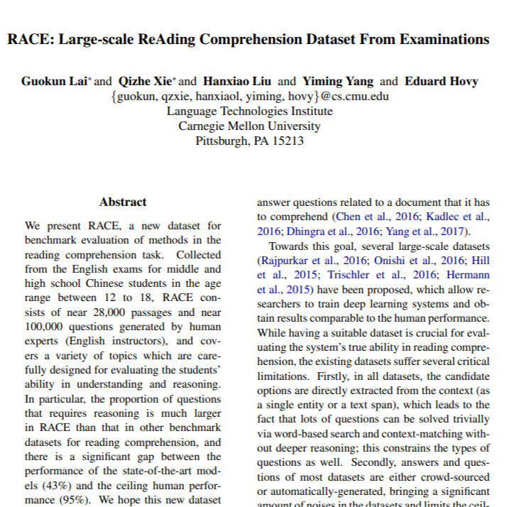 Fine-Tuning Transformers on the RACE Dataset